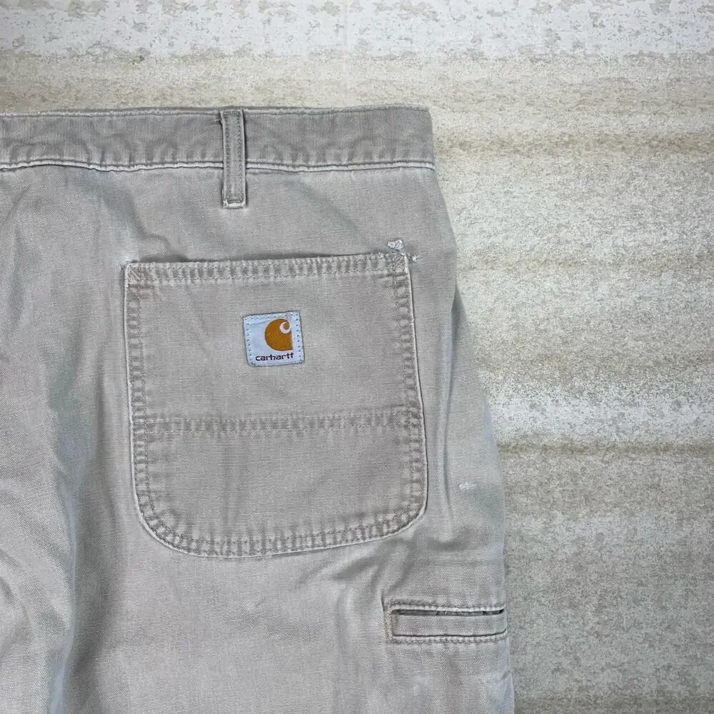 Vintage 90s Carhartt Carpenter Pants 40x32 Baggy Light Tan Canvas Dungarees